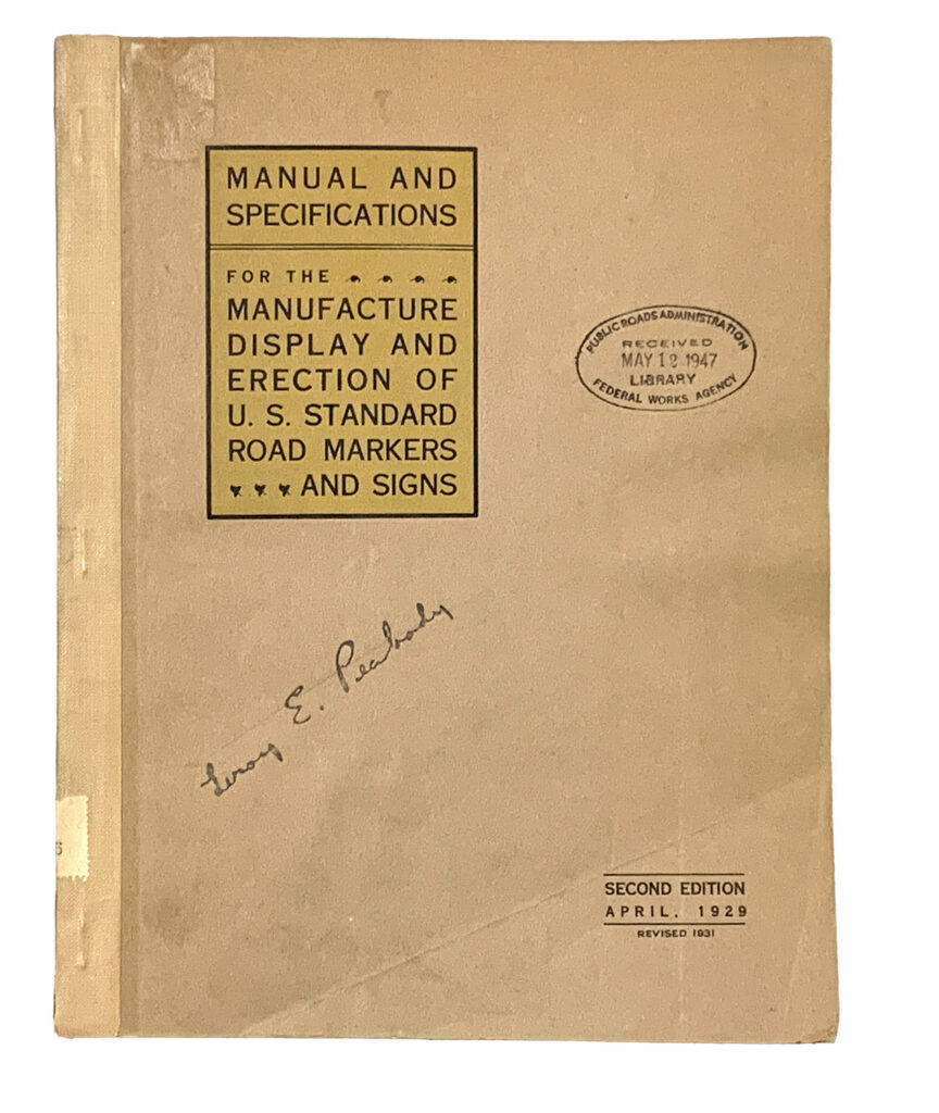 Cover of the 1927 AASHO manual for U.S. standard road markers and signs.