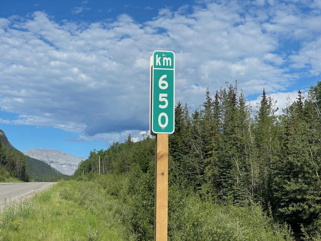 A contemporary mile marker in the landscape.