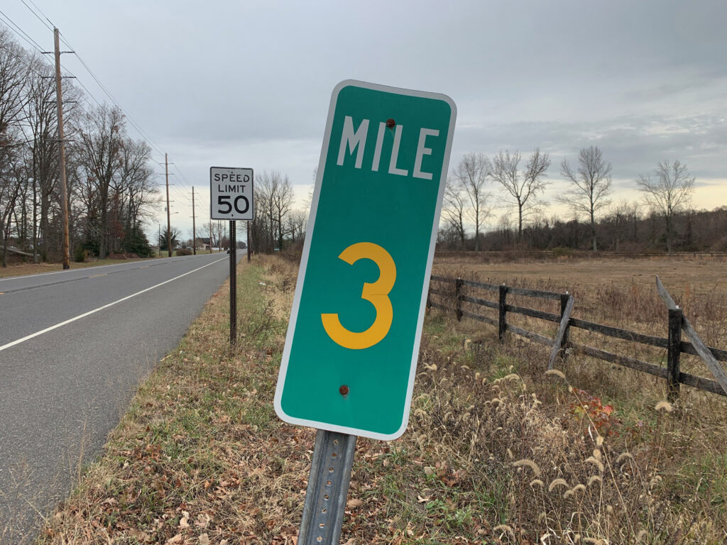 Mile marker photographed during field research.