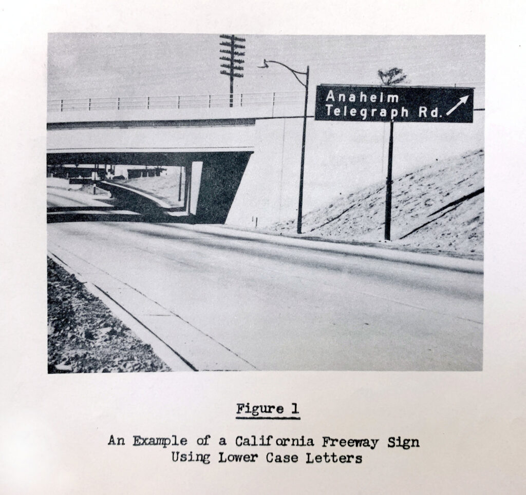Early mixed-case Santa Ana Freeway highway sign photograph.