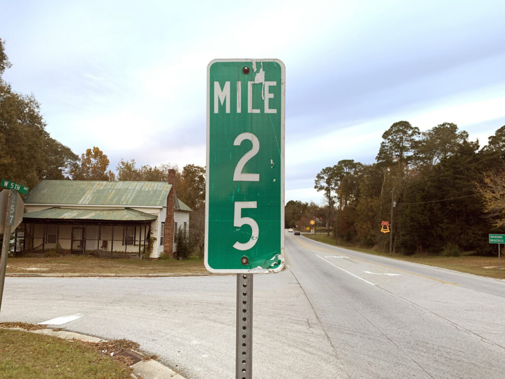 Mile marker photographed during field research.