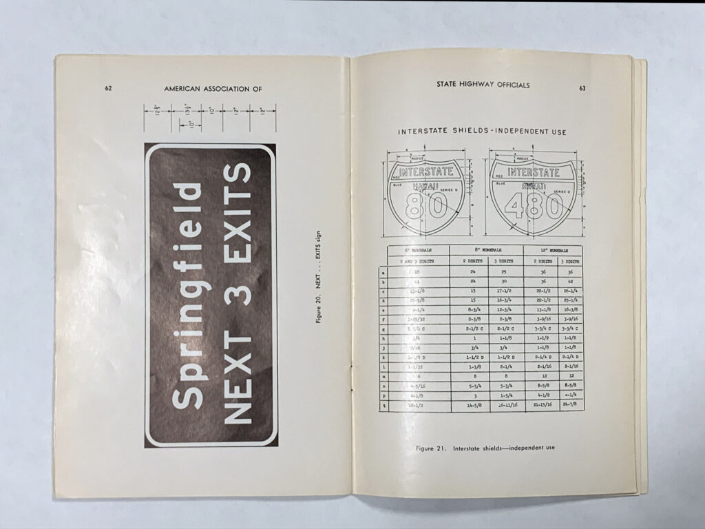 Open manual page showing a San Saba guide sign and route marker table.