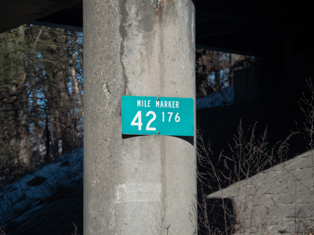 Mile marker photographed during field research.