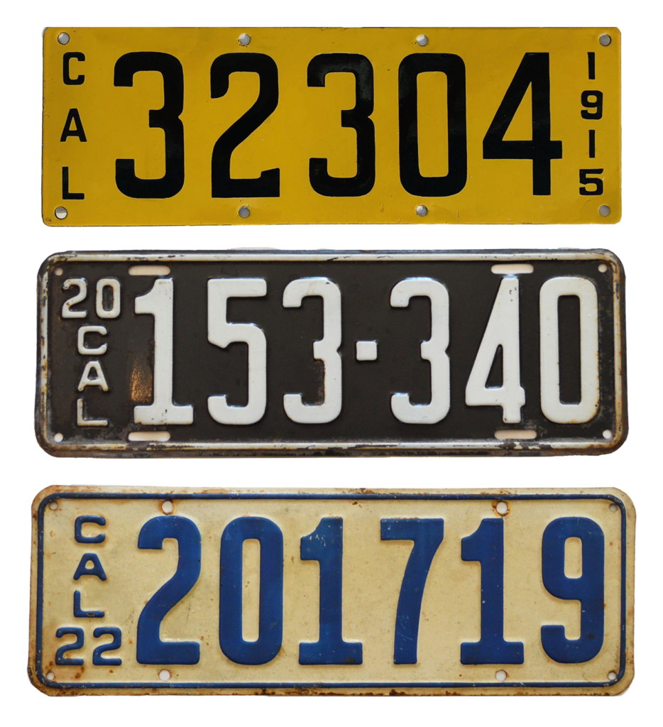 California License Plates, 1915-1922