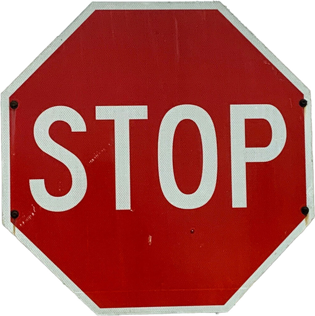 Modern red aluminum stop sign.