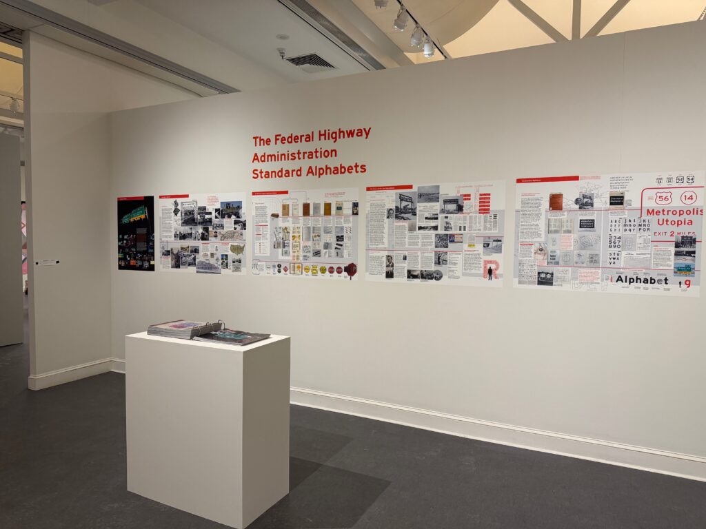 Wide view of the Standard Alphabets exhibition timeline