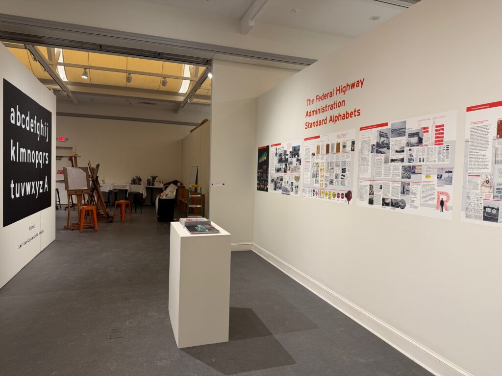 Entrance view of the Standard Alphabets exhibition