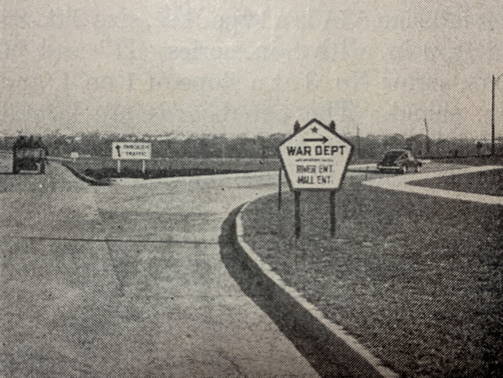 Archival photograph from the 1945 Pentagon Road Network sign study.